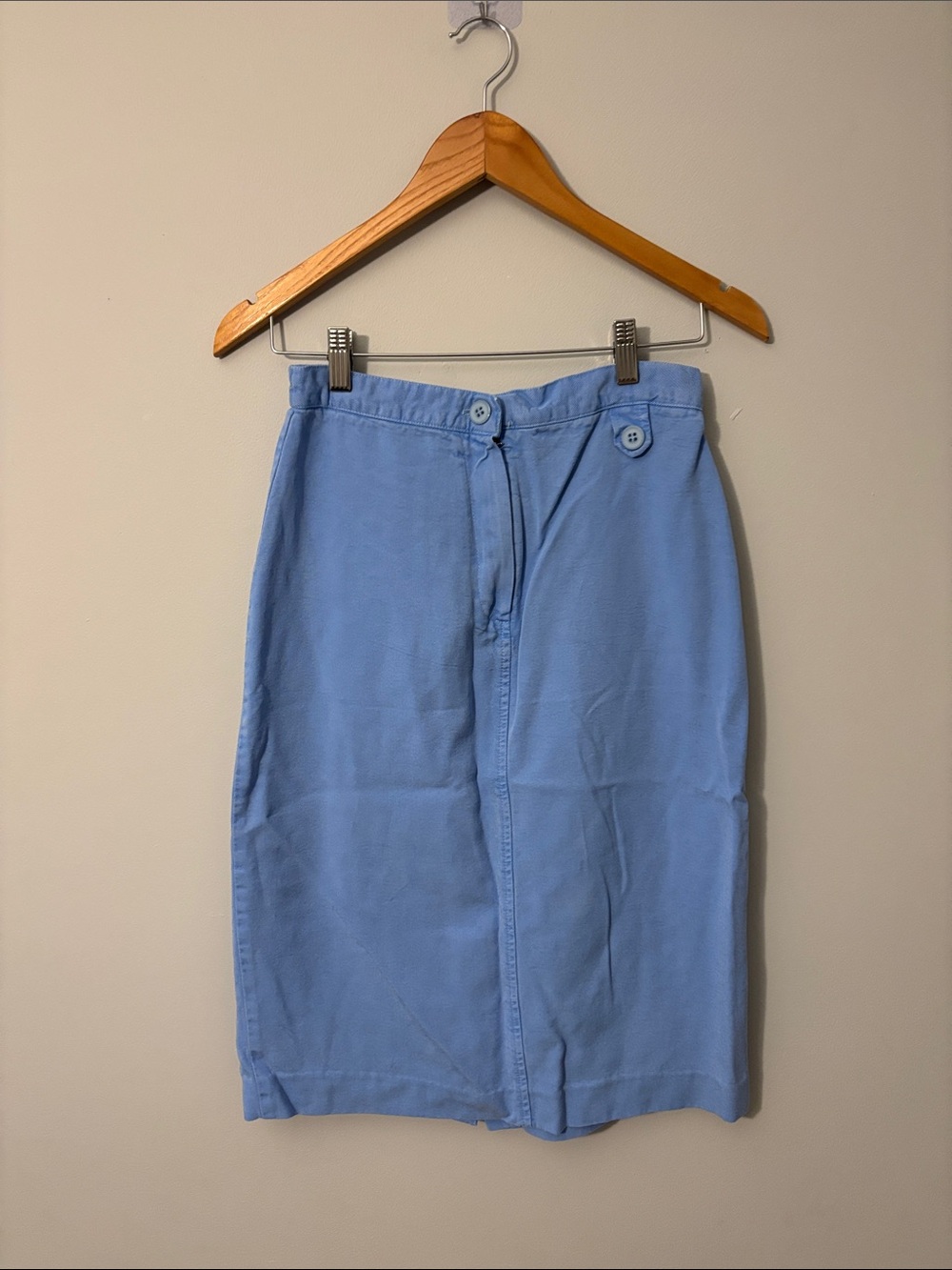 fresh Light Blue High-Waist Button Pencil Skirt